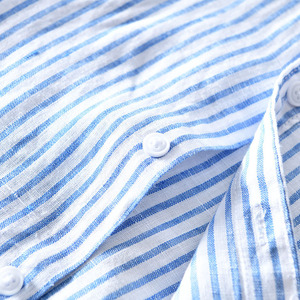 Vendita calda Della Banda degli uomini di <span class=keywords><strong>Lino</strong></span> Camicia Casual di Alta Qualità A Buon Mercato Confortevole E Traspirante Camicia A Maniche Corte <span class=keywords><strong>Slim</strong></span> <span class=keywords><strong>Fit</strong></span> Camicia di Vestito - Product Image 5