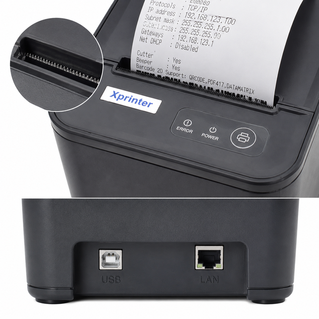 Xprinter 80mm Thermal Receipt Printer USB Ethernet Auto Cutter QR Code POS Printer for Restaurant Retail