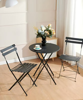 Ensemble table et chaises pliantes modernes en fer, empilables, imperméables, durables, avec plateau pliable, gain de place, pour usage extérieur et hôtelier