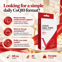 OEM Marque Privée Ubiquinol CoQ10 Bandes Orales Dissolvables 60mg Végétalien Antioxydant Complément Énergétique 30 Bandes