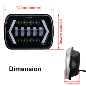 12V 55W <span class=keywords><strong>5x7</strong></span> Quadratischer LED-Scheinwerfer 13LED Links Rechts Pfeil DRL Passend für Jeep Wrangler Motorrad Offroad Mod Tagfahrlicht Teile - Product Image 4