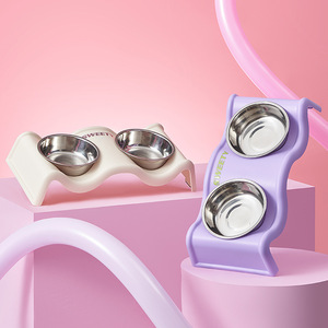Comedero Doble para Mascotas de Acero Inoxidable, Diseño Ondulado Antideslizante, Plato para Perros y Gatos de Gran Capacidad, Diseño para Protección del Cuello - Product Image 1