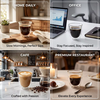 Kingze Conception moderne personnalisée 80ml 220ml 300ml Tasse à café expresso cappuccino jus de crème glacée à double paroi en verre