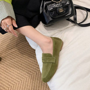 Grande taille 42 <span class=keywords><strong>chaussures</strong></span> pour dame 2024 automne nouveau vintage bout rond enfant daim femmes <span class=keywords><strong>chaussures</strong></span> quotidien confortable sans lacet appartements mocassins vert - Product Image 3