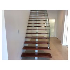 Prima Euro Style Interior Straight Staircase <strong>White</strong> Powder Coated Steel Beam Beech <strong>Wood</strong> <strong>Steps</strong> Stairs for Home - Product Image 1