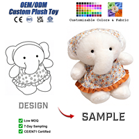 Peluche d'éléphant lestée personnalisable, animaux en peluche Kawaii, cadeaux de Noël, décoration de chambre, vente en gros OEM