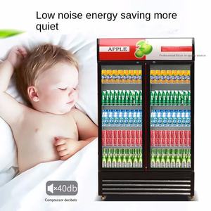 מקרר תצוגה למשקאות מסחרי -15C קירור צינורות נחושת מקפיא לשמירת טריות דלת כפולה/יחידה אנכי - Product Image 3