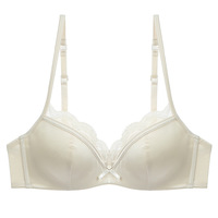 Ensemble soutien-gorge et bikini en dentelle pour femme, sans armatures, rembourré, bonnet 3/4, lingerie à bretelles réglables, fermeture au dos, usage quotidien