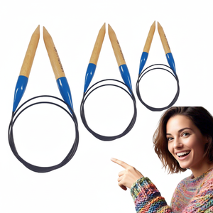 Aiguille à tricoter circulaire de 47 pouces 120 cm pour le poids du fil de sport Logo personnalisé Coffret cadeau avec câble en nylon Rundpinde - Product Image 1