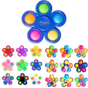 Custom Logo Colorful Five <b>Leaf</b> Top Bubble Music Finger Top Pioneer Finger Top Stress Relieving Toy for Children - Product Image 1