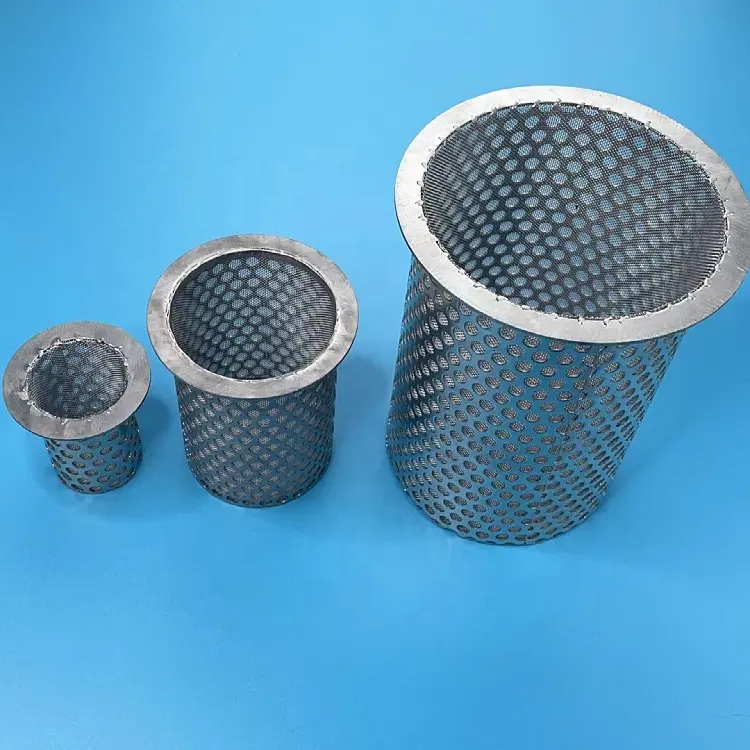 Forme de tasse 304 filtre en acier inoxydable silencieux tuyau filtre panier seau crépine élément filtrant maille