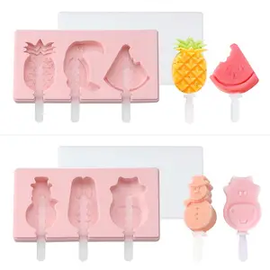 Cartoon Homemade Ice Cream With Lid Soft DIY Fruit Silicone Mold Creative Popsicle Ice Cream Makers Mold Manufacturer