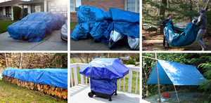 Bâche en polyester imperméable de grande taille et résistante avec œillets, bâche de protection polyvalente en PE - Product Image 6