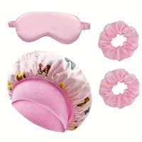 Lot de 4 pièces en satin pour le soin des cheveux : Bonnet de nuit et chouchous, sans dommage pour les cheveux, logo personnalisé, vente en gros