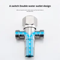 Vanne triangulaire à double sortie en acier inoxydable 304, vanne d'angle à trois voies pour toilettes, design moderne, arrêt d'eau pour salle de bain