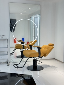 Hot Selling Modern Yellow Leather Hydraulic Barber Chair <b>Adjustable</b> Salon Hairdressing Chair for Barber Shop Beauty Salon - Product Image 2