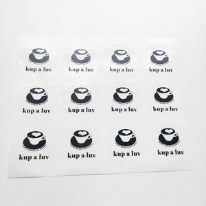 Biểu Tượng Tùy Chỉnh Cốc Cà Phê Nhãn In Ấn Màu Đen Khuyến Mại Decals Không Thấm Nước Rõ Ràng Xem Thông Qua Vòng Tròn Dán - Product Image 2