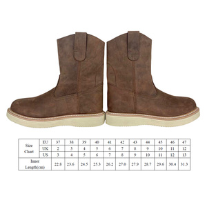 Высококачественная рабочая обувь унисекс, в западном стиле, ковбойские, коричневые, сумасшедшие, кожаные рабочие ботинки без стального носка, защитные ботинки для мужчин - Product Image 2