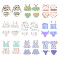 Maillot de bain pour filles en nylon et élasthanne, bikini pour enfants, tissu personnalisé, anti-UV, séchage rapide, motif fruité, respectueux de l'environnement AD