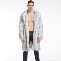 Vente en gros grande taille pour hommes longue veste imperméable OEM faux vison pardessus en fourrure de renard avec motif léopard Trench laine coquille Parkas