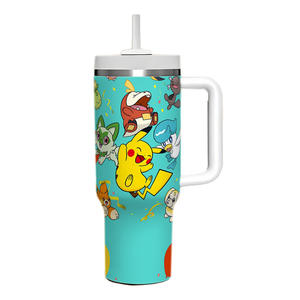 Gobelet à glace 40oz avec poignée <span class=keywords><strong>Pikachu</strong></span> Gobelet isolé en acier inoxydable Gobelet d'extérieur portable avec paille pour voiture - Product Image 3