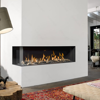 Cheminée à gaz linéaire CRUISE 40 pouces 1016x720x380mm en acier pour intérieur, double face en verre, commande sans fil, gaz naturel GPL/GNL