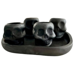 Personnalisé Cinco De Mayo barware crâne bizarreries bar décor noir argile poterie jour des morts mexicain céramique sucre crâne verre à liqueur - Product Image 1