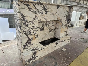 Manto de chimenea independiente de lujo moderno, mármol violeta Calacatta <span class=keywords><strong>con</strong></span> Control remoto, <span class=keywords><strong>instalación</strong></span> de inserción fácil para decoración del hogar - Product Image 5