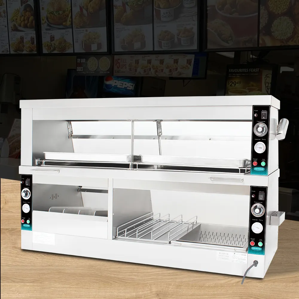 Manufacturer 2 Layers Restaurant Food Warmer Cabinet Commercial Glass Food Warmer Display Showcase For Hotel