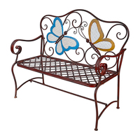 Banc de chaise décoratif en métal en forme de papillon coloré peint pour la décoration extérieure de patio de jardin de parc