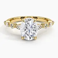 Personalizado ouro branco 14k com d cor oval corte moissanite, mulheres jóias conjunto de anéis de casamento anel de noivado