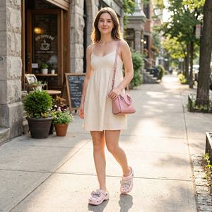 Sabots Mary Jane pour femmes, tendance, en maille papillon ornée de cristaux, pour l'été, antidérapants, souples, à plateforme plate, recyclables, rehaussants - Product Image 2