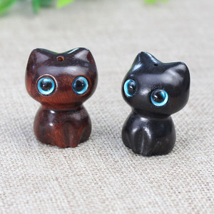Cute Cat Sandalwood <b>Keychain</b> Ebony And Bloodwood Portable Decorative Ornaments For Bag Car Key Charm - Product Image 1