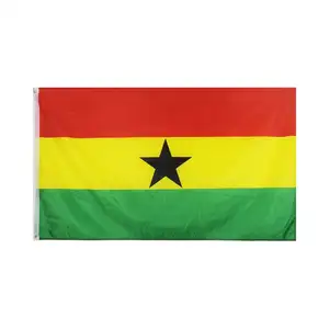 Custom design polyester Ghana flag silk screen printing national banner design national country flag 3x5