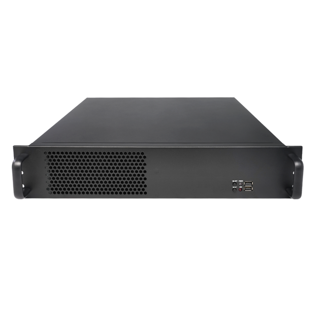 2U Server Case 450mm Short Depth 7 PCIe Slots 2x8025 Fan 1.2mm Steel ATX PSU for Security NVR