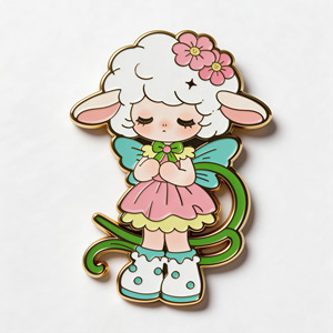 เข็มกลัดโลหะพิมพ์ลายการ์ตูนเทวดาแบบดั้งเดิม ชุบทอง ทำจากโลหะผสมสังกะสีเคลือบแข็ง ของสะสมงานศิลปะ - Product Image 1