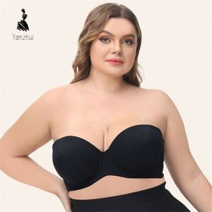 Sujetador sin tirantes YZ 2026 para mujer, con ligera forro, para busto grande, antideslizante, con aros, cobertura total, talla grande - Product Image 3