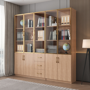Armoire à 2 <span class=keywords><strong>portes</strong></span> <span class=keywords><strong>Bibliothèque</strong></span> personnalisée pour la maison Étude Rangement Armoire moderne Bureau <span class=keywords><strong>Bibliothèque</strong></span> en bois avec porte en verre - Product Image 4