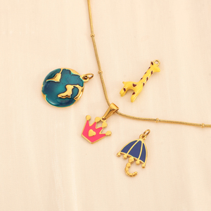 Pendentif Olivia en acier inoxydable avec breloque clé, cœur, flèche, <span class=keywords><strong>Paris</strong></span>, zircon et caméra, en <span class=keywords><strong>or</strong></span> 18 carats, pour <span class=keywords><strong>la</strong></span> fabrication de bijoux, pour hommes et femmes - Product Image 5