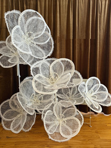 Fleurs artificielles géantes en dentelle personnalisables, décorations de mariage, grands accessoires floraux de simulation pour événements de mariage, vitrine - Product Image 4