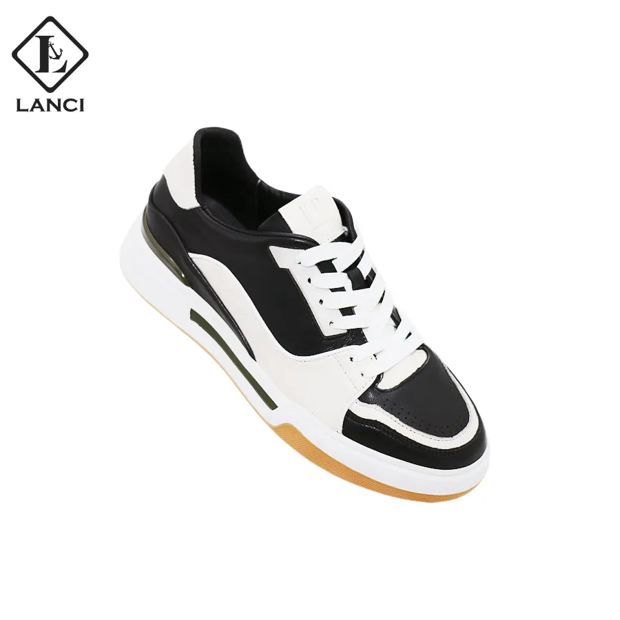 LANCI Genuine Leather Sneakers Mens Custom Breathable Non-slip Outdoor Leather Mens Casual Shoes
