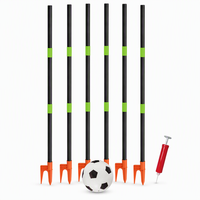 Kinder-Fußball-Trainingsstangen-Set (6 Stück) mit Fußball und Pumpe – Outdoor-Dribbling- und Schießspiel für den Garten – Ideales Geschenk