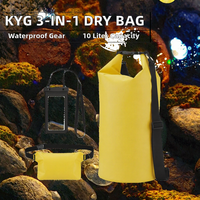 Kit de sac étanche KYG 10L 3-en-1 (bandoulière/ceinture/étui pour téléphone) Sac à dos multi-usages pour la natation, la randonnée, le surf, le rafting, le camping