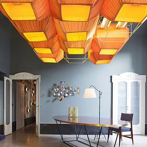 Lustre carré en bambou et rotin à six têtes couleur chocolat pour la décoration intérieure - Product Image 3