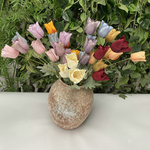 Flor de tulipán de tela cepillada, simulación de flor de loro, decoración para sala de estar, flores artificiales, accesorios para fotografía, decoración de cesta de flores - Product Image 2