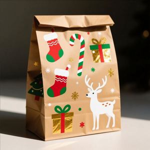 Bolsa de Papel para Regalo, sin Asas, para Navidad, Color Marrón, para Empaquetado Industrial, Venta al Por Mayor - Product Image 4