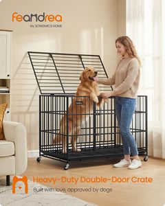 Jaula Plegable Resistente para Perros <span class=keywords><strong>Feandrea</strong></span>, Instalación Rápida en 5 Minutos, Puertas Dobles - Product Image 2