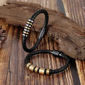 Simple Boys Men's Latest Designer Braided Leather Bracelet Fashionable Designer Fancy Trendy Accessory Jewellery