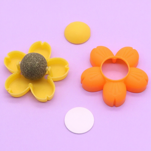 2025 Hot Cat Interactive Cartoon Colorful Flowers Natural Catnip ABS PP Stocked Durable <b>Brush</b> Stick-on Wall cat chew Toy - Product Image 1