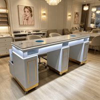 Table de manucure de luxe avec collecteur de poussière, table de manucure pour technicien(ne) ongulaire, poste de manucure avec plateau en marbre, bureau de manucure LED pour salon